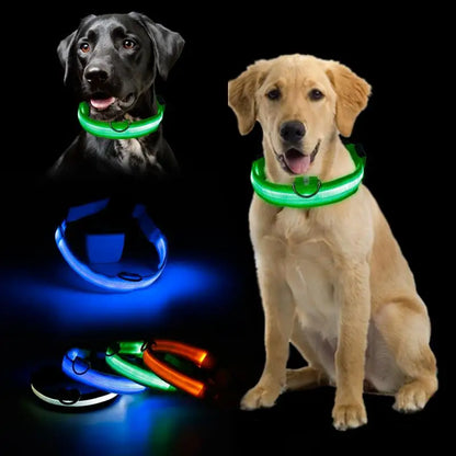 1Pc Fashion Pet Dog Collar Puppy Nylon Glow In The Dark LED Glowing Collar Adjustable Cats Collar Pet Supplies Dog Accessories