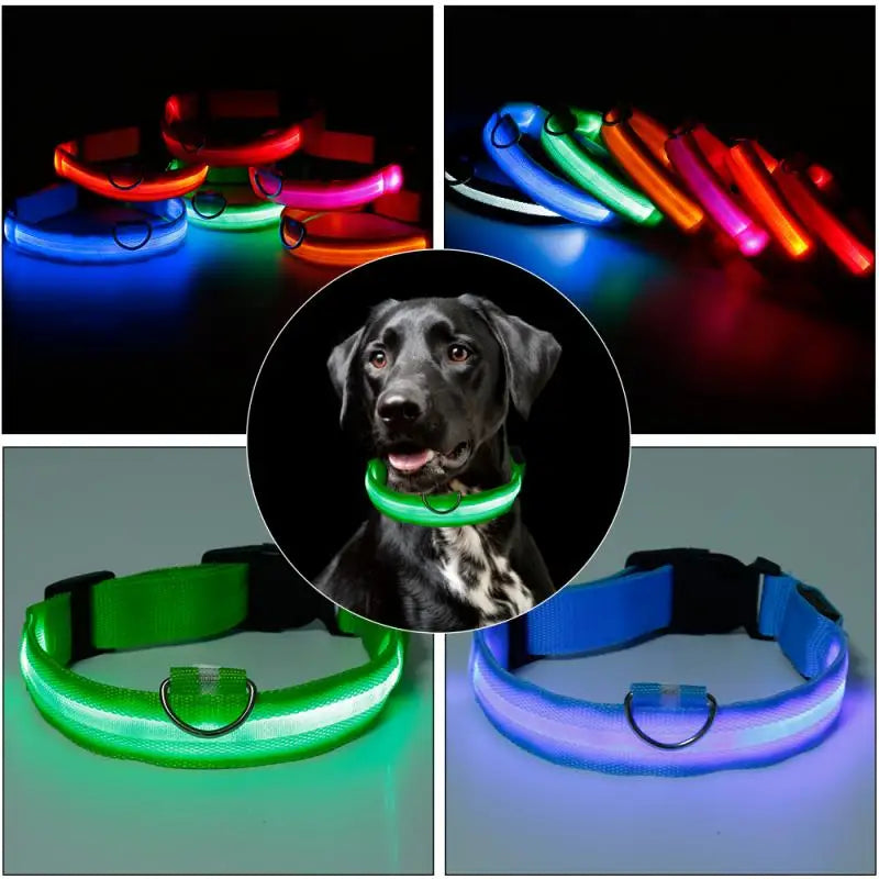 1Pc Fashion Pet Dog Collar Puppy Nylon Glow In The Dark LED Glowing Collar Adjustable Cats Collar Pet Supplies Dog Accessories